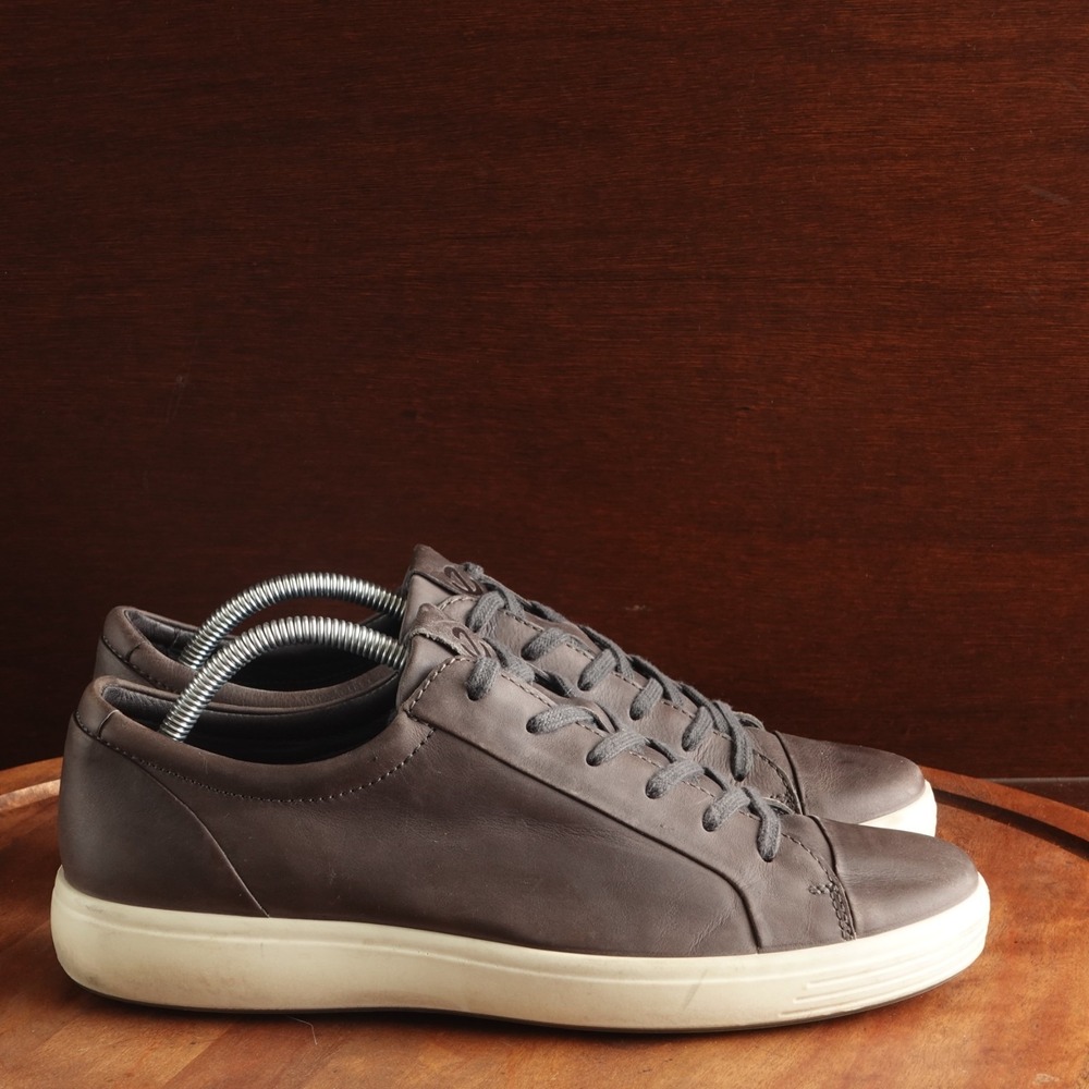 Ecco Sneakers Mens SZ EU 43 US 9-9.5 Gray Soft 7 Comfort Leather Walking Shoes